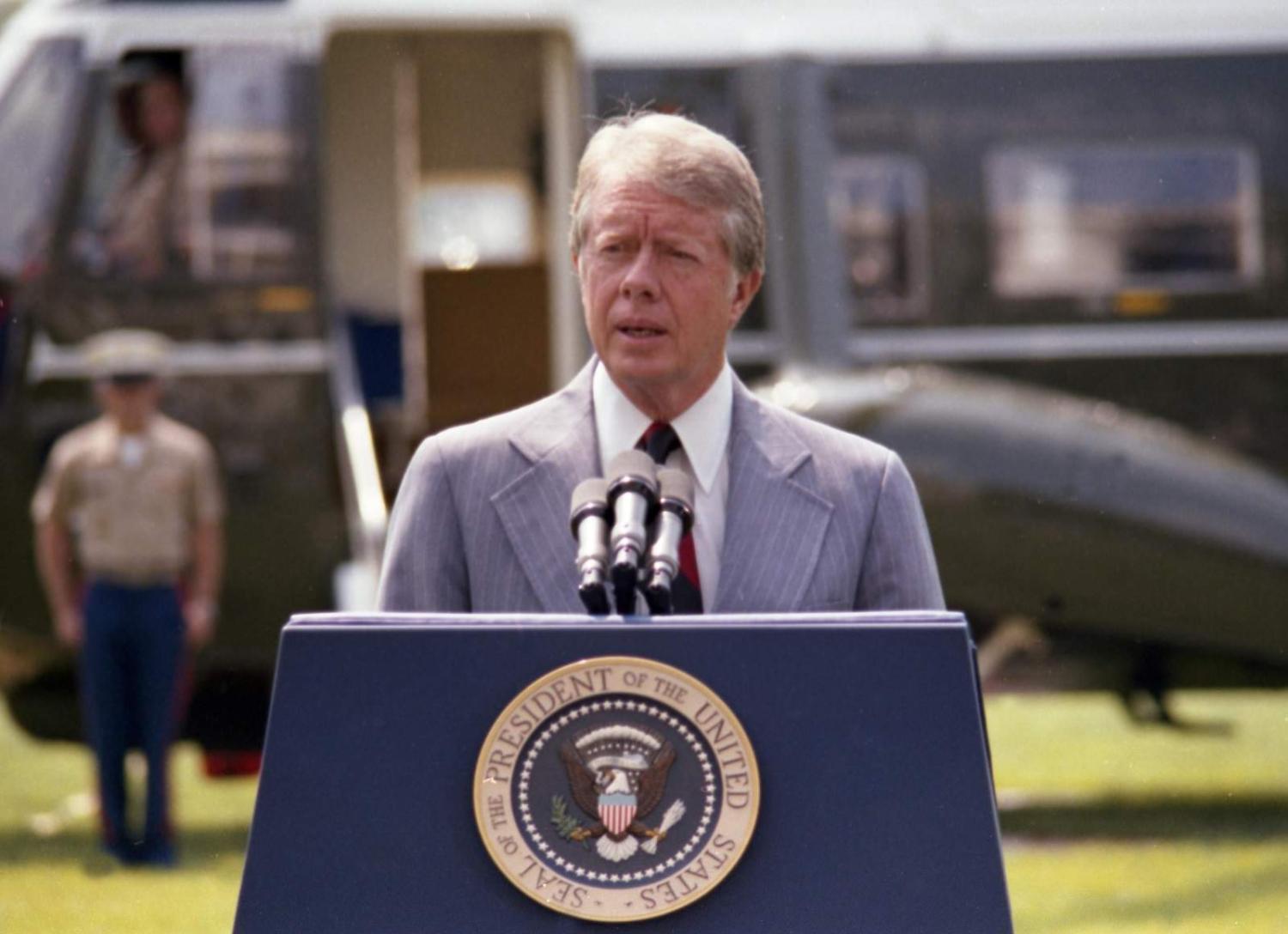 President Jimmy Carter makes remarks before departing for Camp David, 3 September 1978 (CIA/Jimmy Carter Library/Flickr)