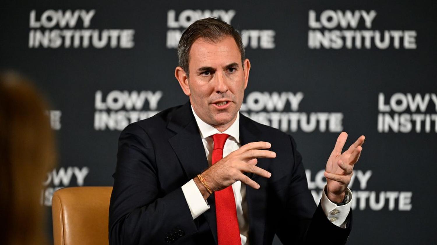 Treasurer Jim Chalmers speaking on economic security at the Lowy Institute, 1 May 2024. Lowy Institute/Adam Hollingworth)