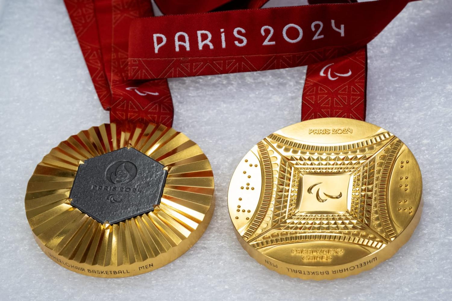 Men's Paralympic gold medals for wheelchair basketball ahead of the upcoming 2024 Paris Olympic and Paralympic Games (Bertrand Guay/AFP via Getty Images)